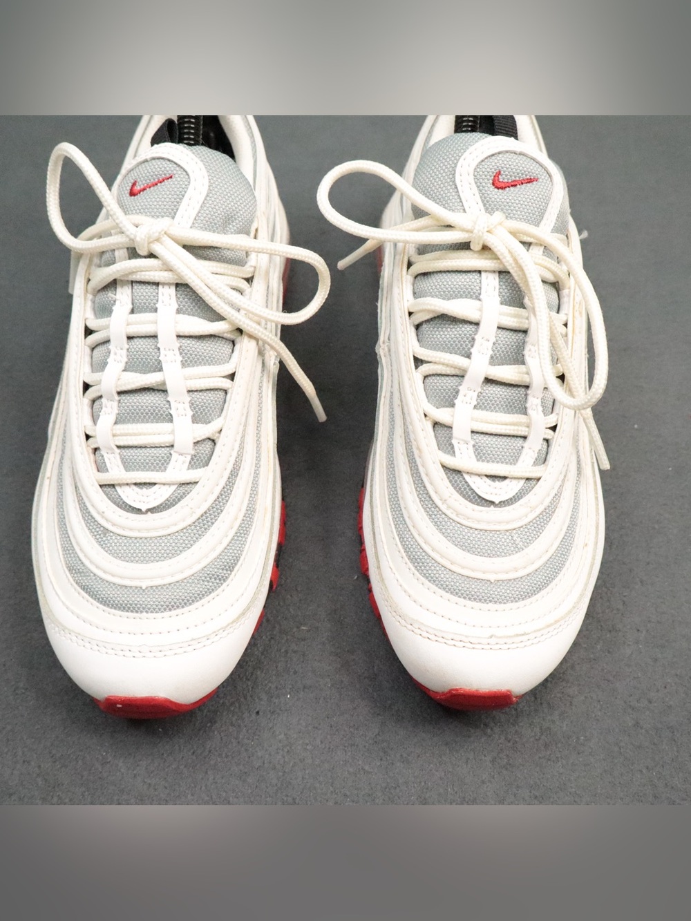 Nike Air Max 97 White Bullet Sneakers 921522-111 Mens 7Y Womens 8.5 EUR 40 Red - Picture 4 of 12